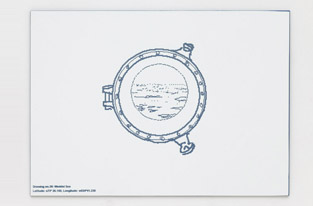 Simon Faithfull Antarctica Dispatches, 2005 Digital drawing laser etched  onto plastic laminate  18x13cm, edition 5